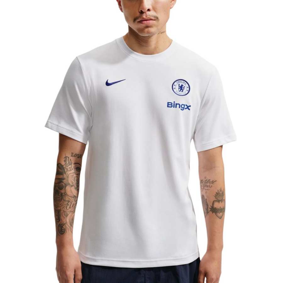 Nike Nike FC Quick Dry T Shirts Men's White/White/Bright Blue Crew Neck
