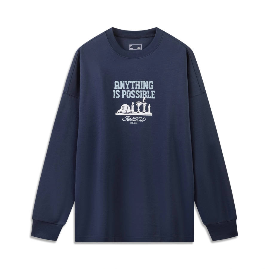 Li-Ning Li Ning Sports Life Collection T Shirts Men's Lighthouse Blue Crew Neck Moderate