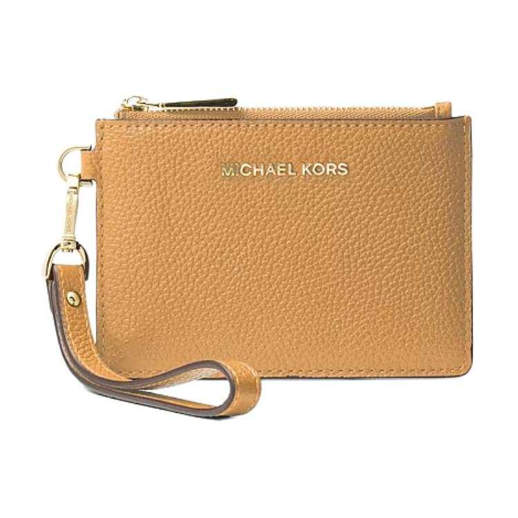 MICHAEL KORS Leather Wallet, Card Holder Small Women's Light Peanut