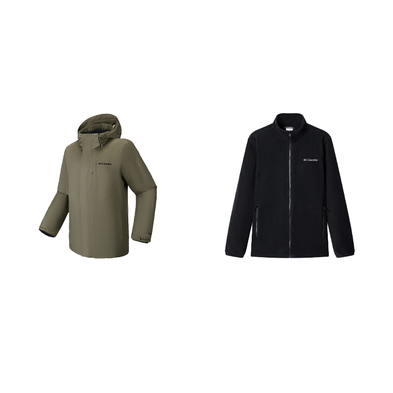 Columbia Windbreaker Jackets Men's 397 Army Green Hooded Detachable
