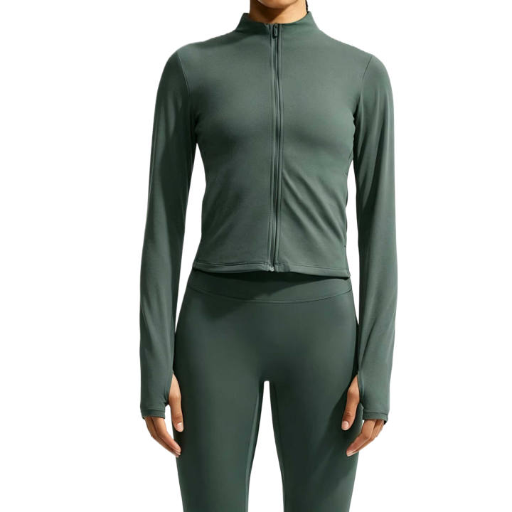 Nike Nike Zenvy Yoga Jackets Women's Green Camouflage/White Stand Collar Moderate