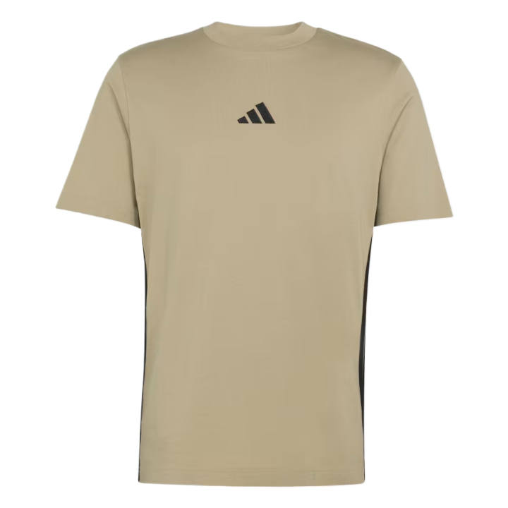 Adidas Adidas ESSENTIALS 3 Stripes T Shirts Men's Magical Khaki/Black Crew Neck Moderate
