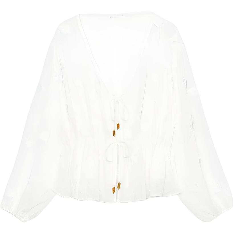 ZARA Shirts Women's White V Neck