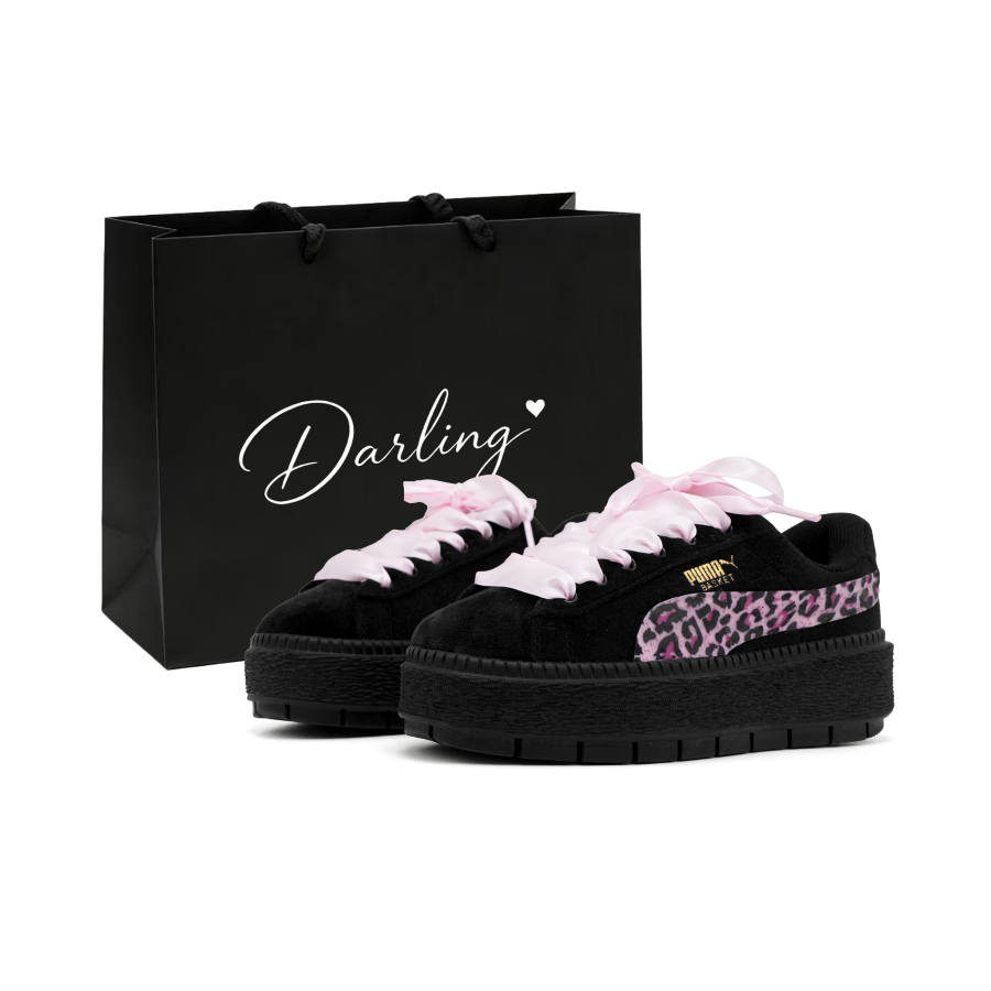 PUMA Platform Trace Skateboard Shoes Women's Low Top Black/Pink