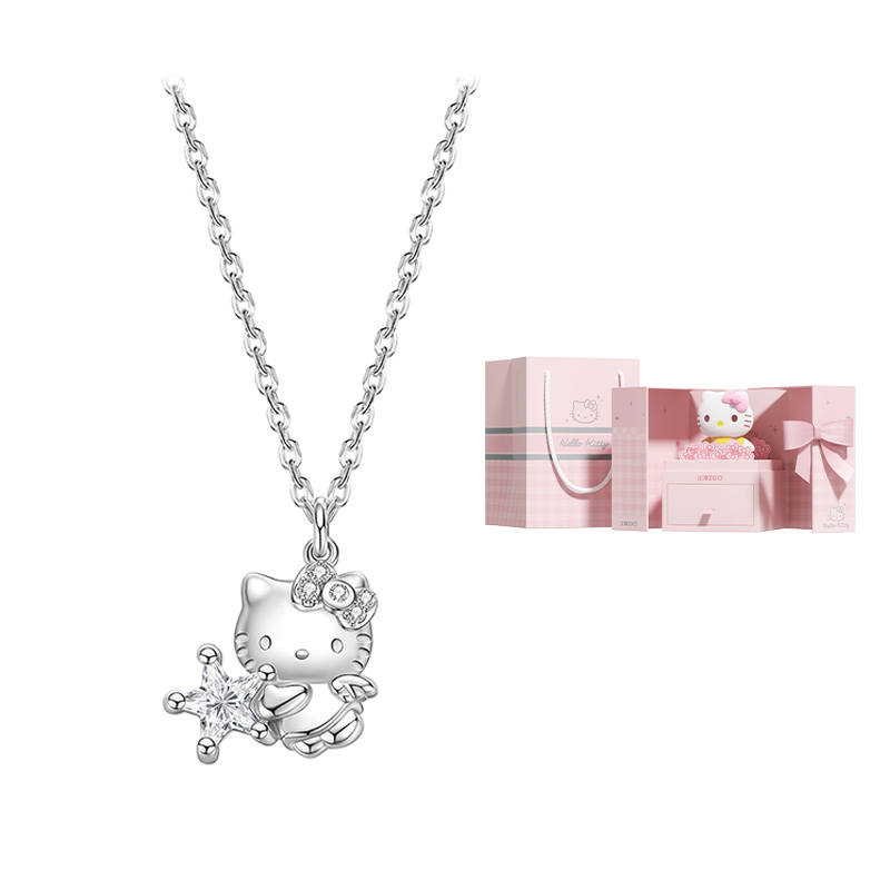 TIDECOLOR Hello Kitty 925 Sterling Silver Sterling Silver Necklace Women's