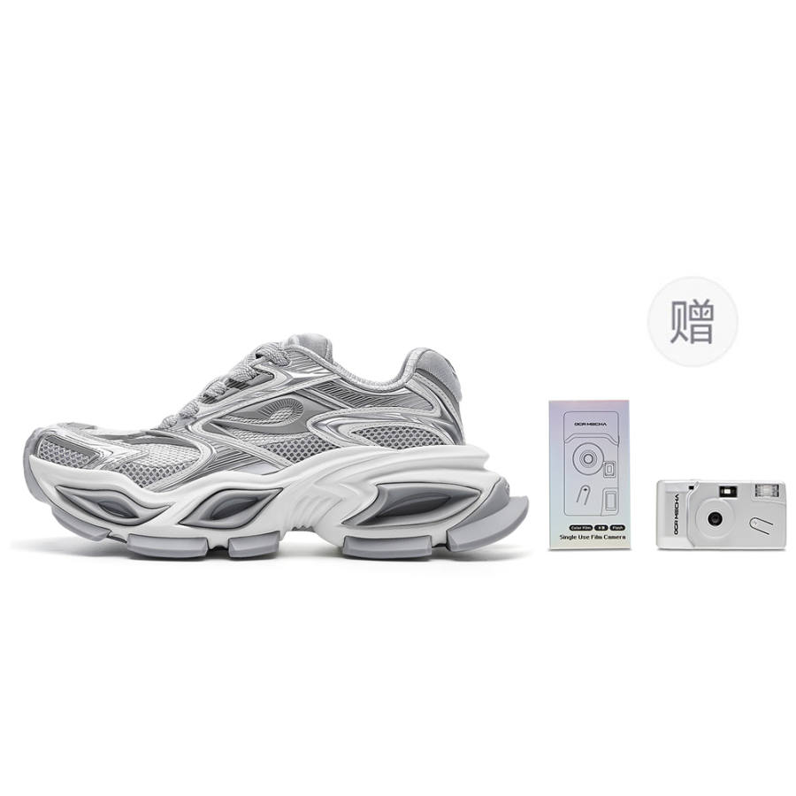 OGR Heterochromia GAZE Devon Og Silver Cat Eye Shoes Low top Chunky Sneakers Unisex White Silver