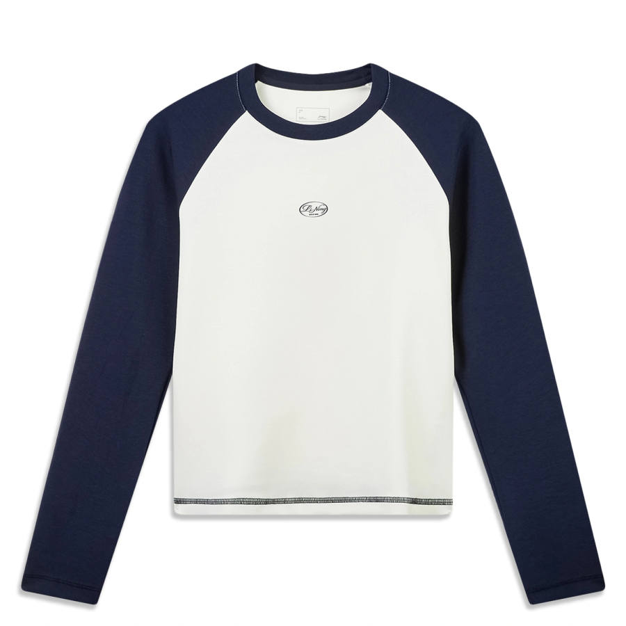 Li-Ning Li Ning Sports Life Collection T Shirts Women's Ivory/Lighthouse Blue Crew Neck Moderate