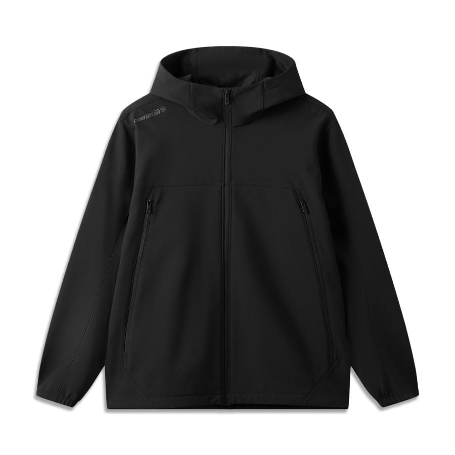 Li-Ning Li Ning Outdoor CF Tracing Softshell Jackets Unisex Black Hooded Non Detachable Moderate Straight Fit