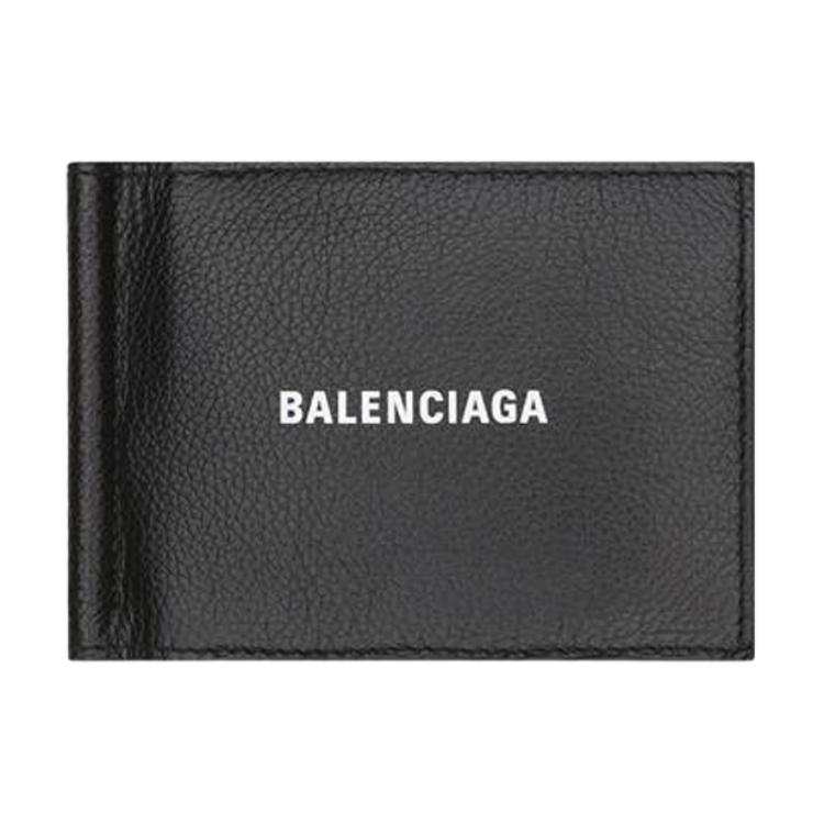 Balenciaga Letter Cow Leather Wallet, Card Holder Men's Black