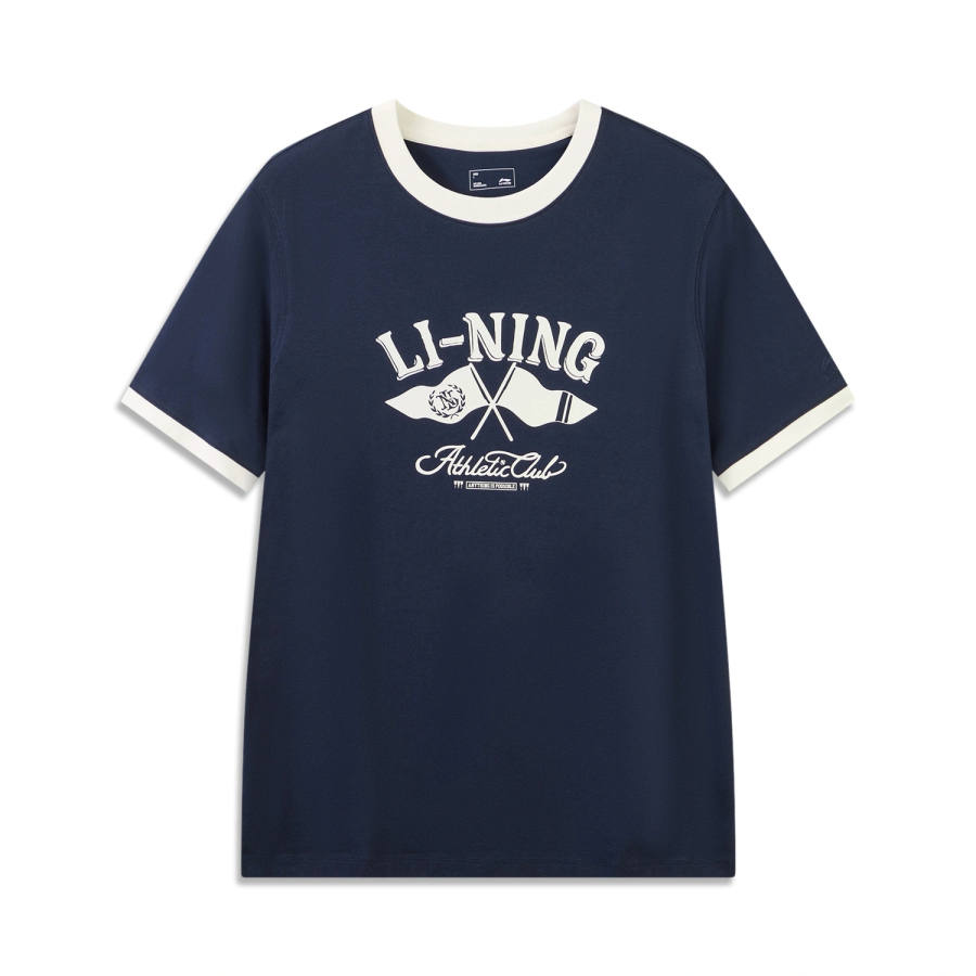 Li-Ning Li Ning Sports Life Collection T Shirts Men's Lighthouse Blue Crew Neck Moderate