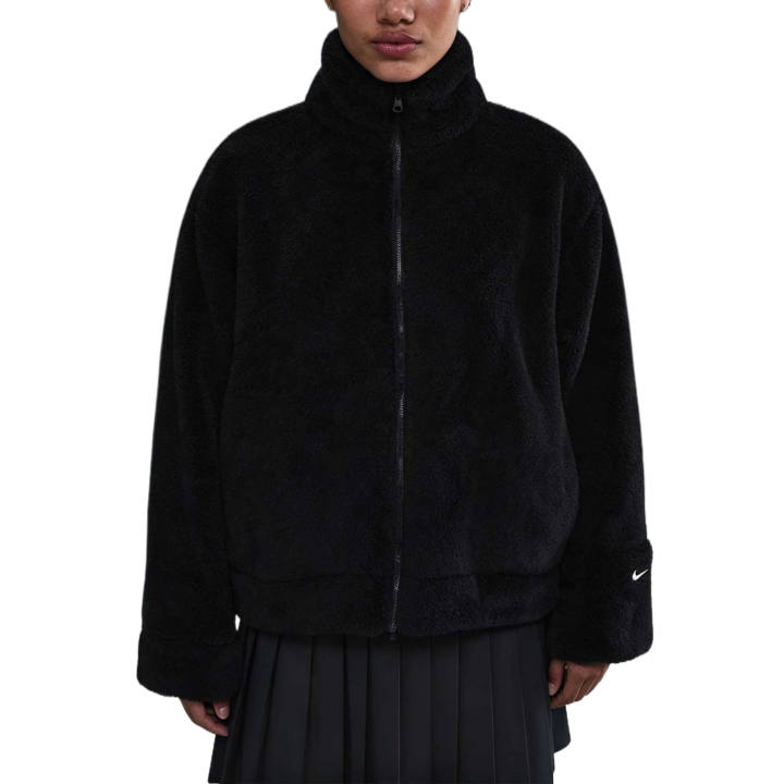 Nike Nike Sportswear Essentials Velvet Jackets Women's Black/Sail White Stand Collar Moderate