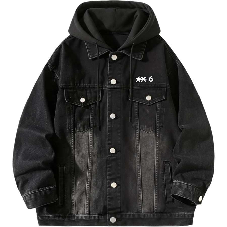 X1617 Denim Jackets Unisex Hooded Moderate Straight Fit