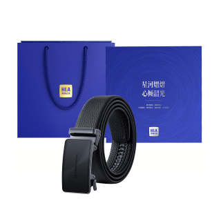 HLA Top Grain Cow Leather Zinc Alloy Leather Belts Men's Black Width 3.5cm