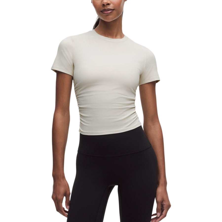 Lululemon Yoga T Shirts Women's Light Ivory White/LTIV Crew Neck