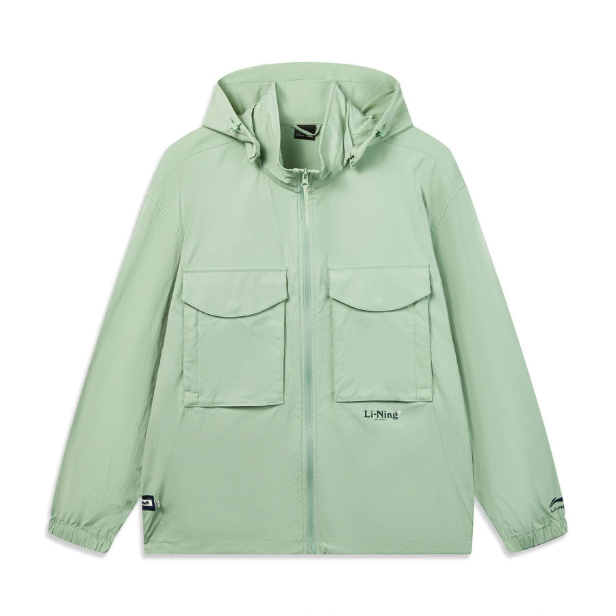 Li-Ning Li Ning Trench Coats Men's Frost Floral Green Hooded Detachable Moderate
