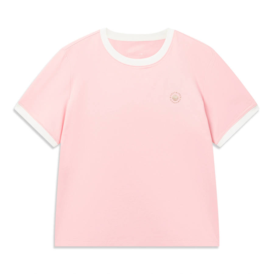 Li-Ning Li Ning Sports Life Collection T Shirts Women's Pink Wax Crew Neck Moderate