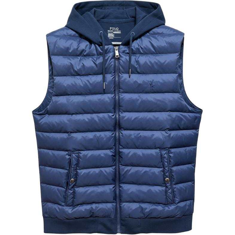 Polo Ralph Lauren Vests Men's Marine Blue Hooded Non Detachable Moderate