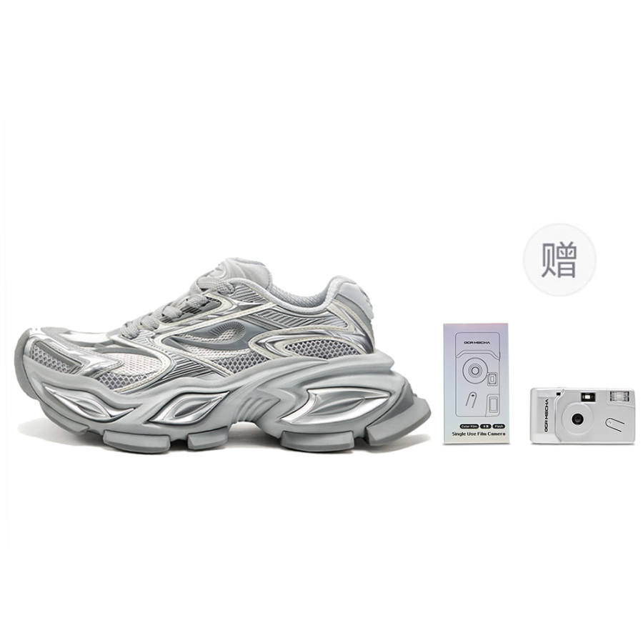 OGR Heterochromia GAZE Runner GT Silver Plating Silver Low top Chunky Sneakers Unisex Plated Silver