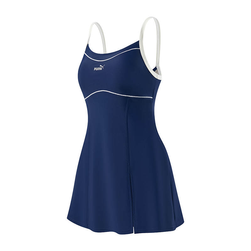 PUMA One Piece Swimsuits Women's Halter Moderate Midi Skirt One Piece Swimsuit
