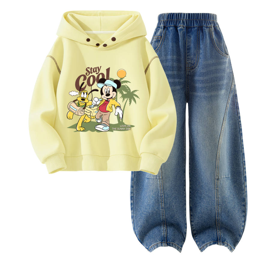 Disney Kids Casual Sportswear Hooded Non Detachable Moderate Stretch Breathable