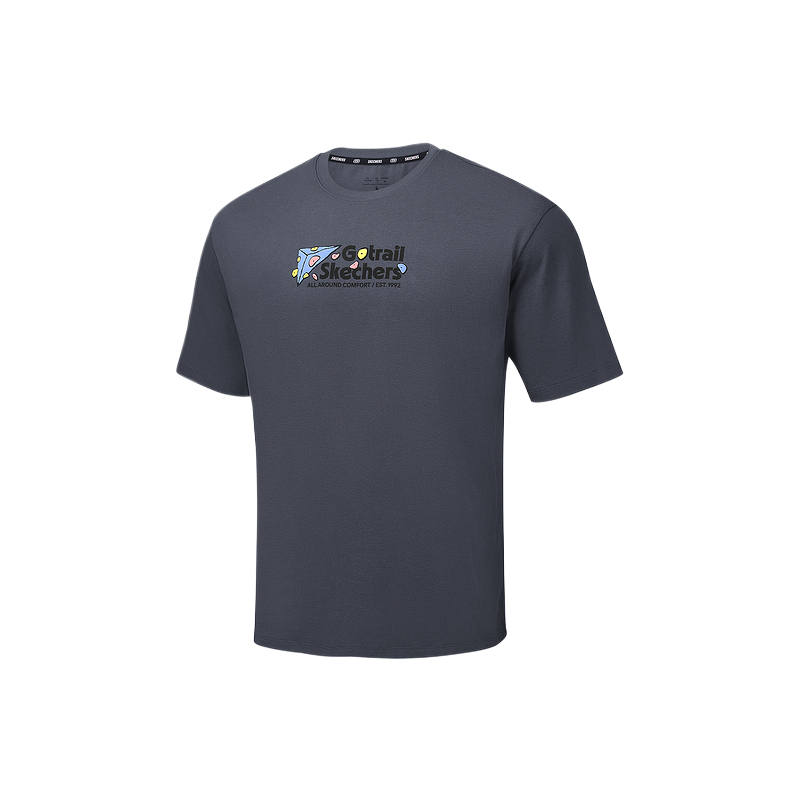 Skechers T Shirts Unisex Odyssey Gray 026R Crew Neck Moderate