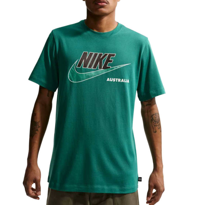 Nike Nike T Shirts Men's Mysterious Green Crew Neck Moderate Straight Fit