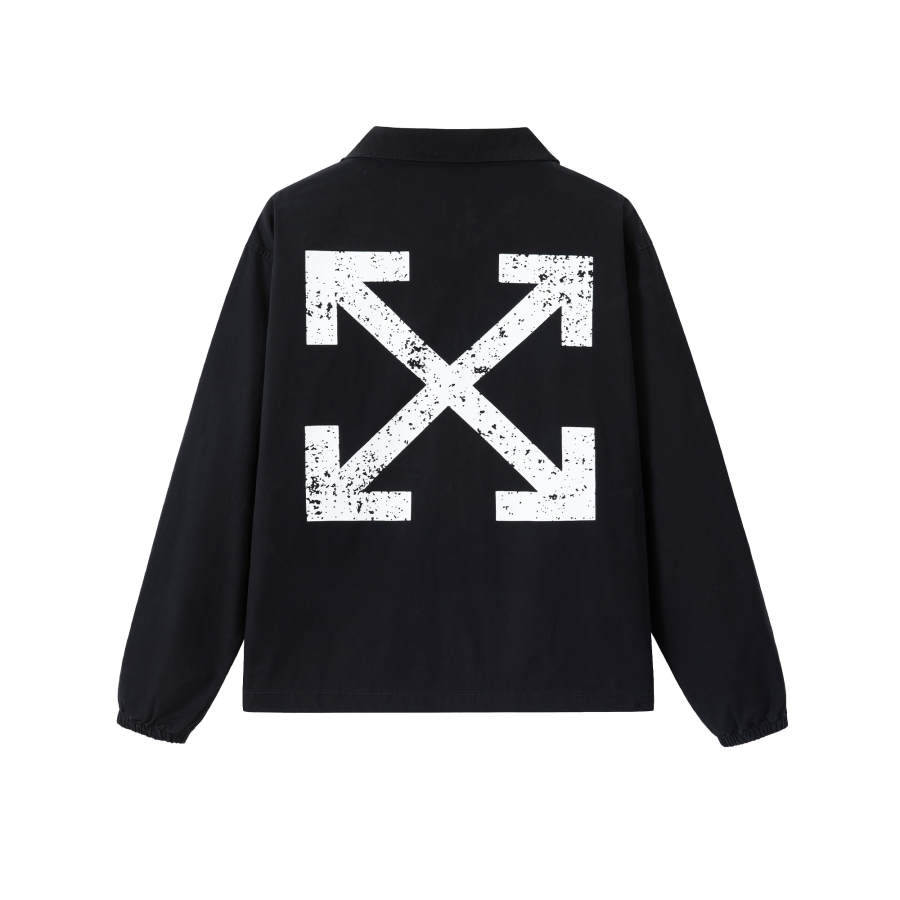 OFF-WHITE OFF WHITE Jackets Men's Black Stand Collar Moderate Straight Fit