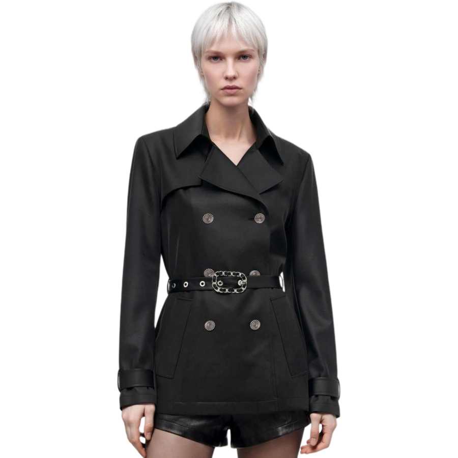 KARL LAGERFELD / Karl Lagerfeld Jeans Trench Coats Women's Black Lapel Moderate