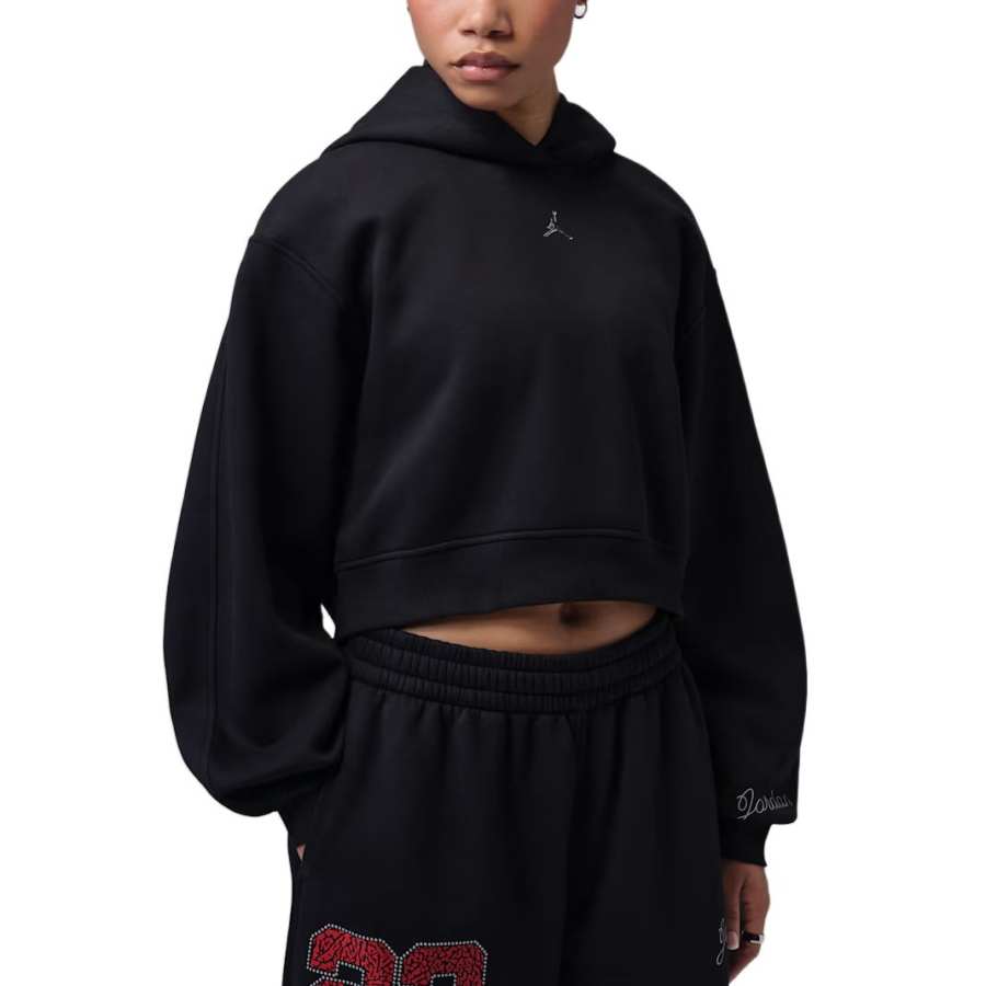 Jordan Jordan Brooklyn Sweatshirts Women's Black Hooded Non Detachable Moderate Straight Fit