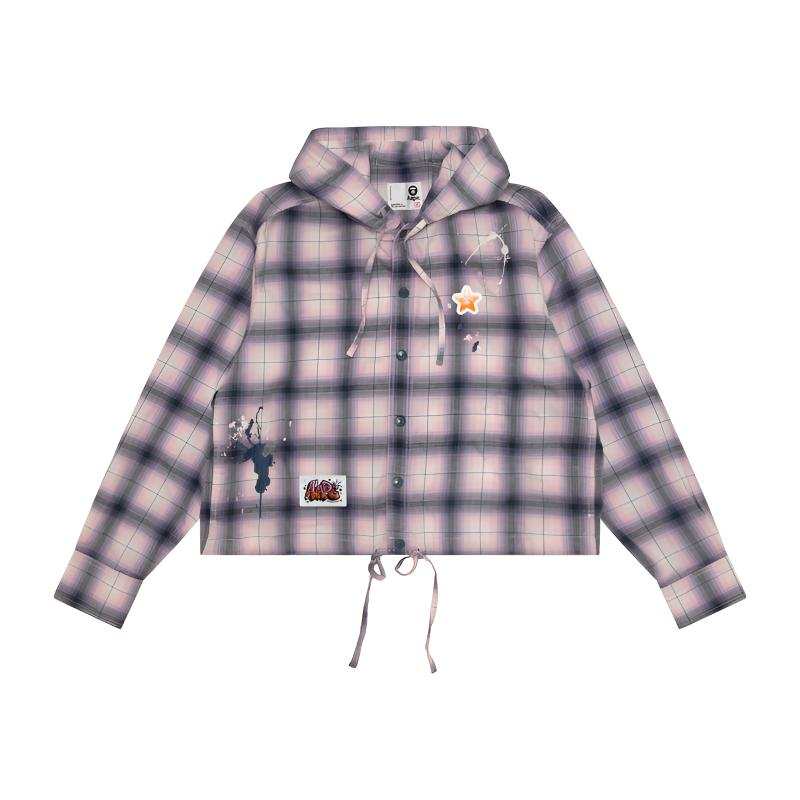 Aape Shirts Women's Marine Blue NYT Hooded Non Detachable Moderate Straight Fit