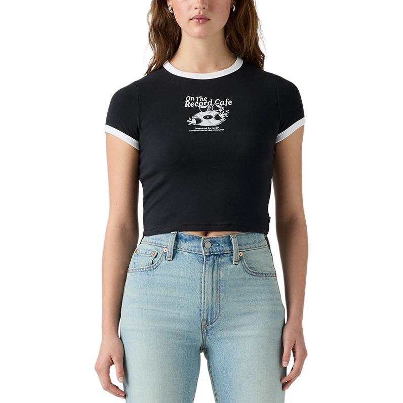Levis T Shirts Women's Black Crew Neck