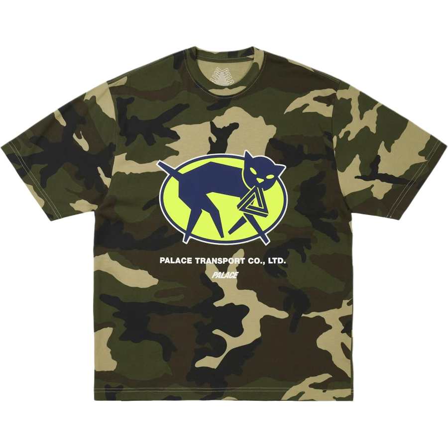 PALACE T Shirts Unisex Green Camouflage Crew Neck Moderate Straight Fit