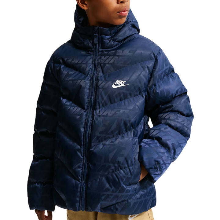 Nike Nike Puffer Jackets Unisex Midnight Blue/White Hooded Non Detachable Moderate