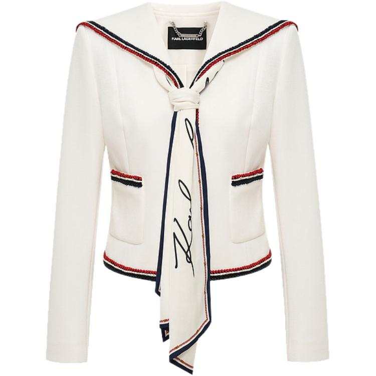 KARL LAGERFELD / Karl Lagerfeld Jeans Jackets Women's White Navy Collar Moderate