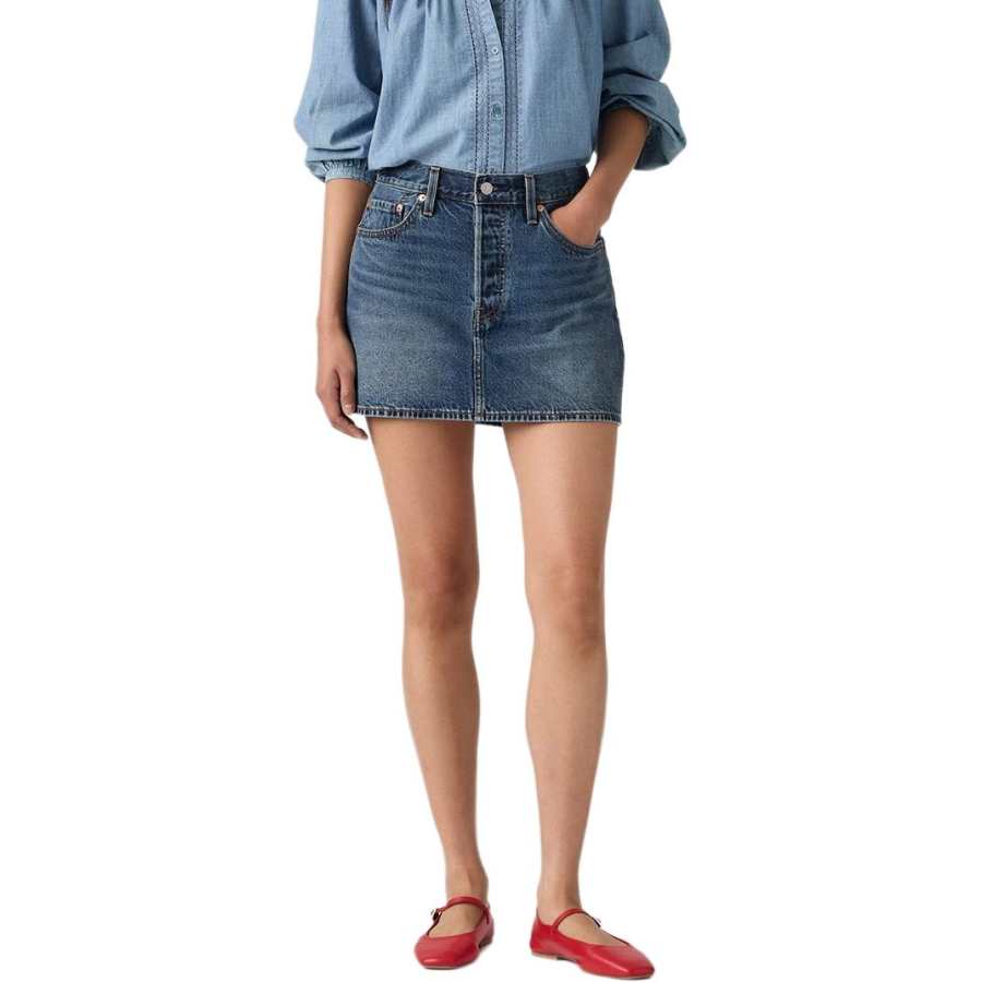 Levis Levis Denim Short Skirts Women's Light Blue Moderate