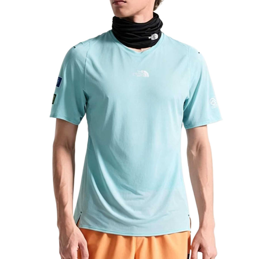 THE NORTH FACE Peak Collection T Shirts Men's Sky Light Blue Crew Neck Moderate