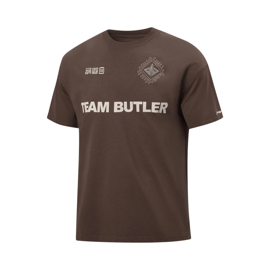 Li-Ning Li Ning Basketball Collection T Shirts Men's Hazelnut Chocolate Brown Crew Neck Moderate Straight Fit