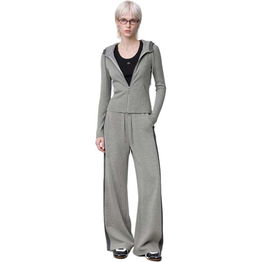 KARL LAGERFELD / Karl Lagerfeld Jeans Knitted Sweatpants Women's Gray Moderate Wide Leg Pants