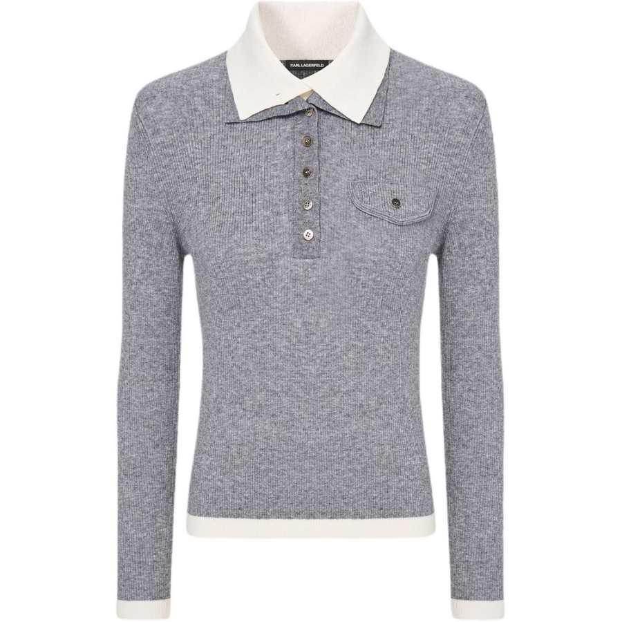 KARL LAGERFELD / Karl Lagerfeld Jeans Sweaters Women's Gray Lapel Moderate Nipped In Waist