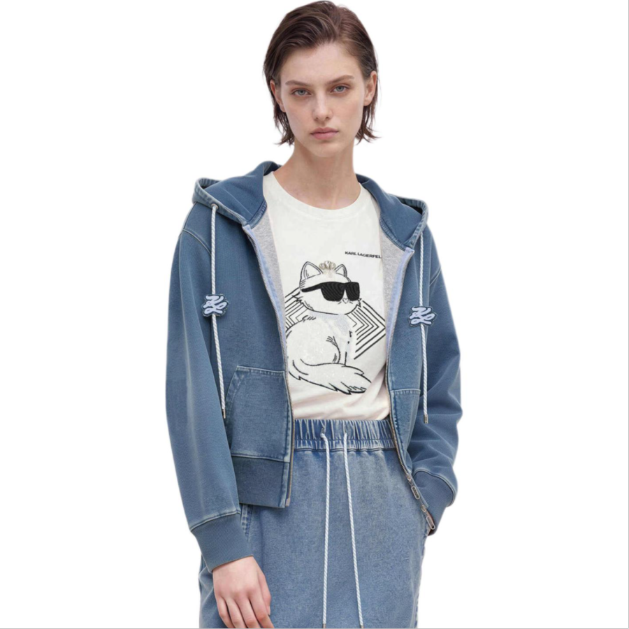 KARL LAGERFELD / Karl Lagerfeld Jeans Sweatshirts Women's Blue Hooded Non Detachable Moderate
