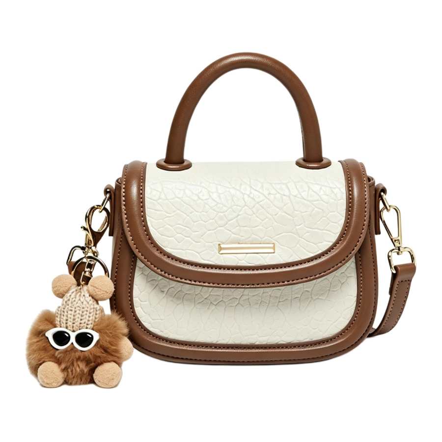 LOLLiPOPS Synthetic Leather Girlfriend Crossbody Handbag Regular Women's Ecru & Coffee