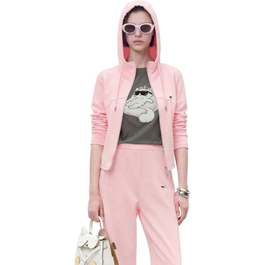 KARL LAGERFELD / Karl Lagerfeld Jeans Sweatshirts Women's Pink Hooded Non Detachable Moderate