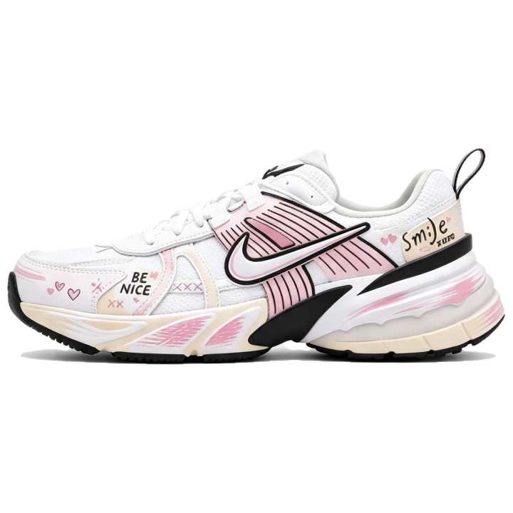 Nike Nike V2K Run Running Shoes Women's Low Top White Black Pink Beige Multicolor