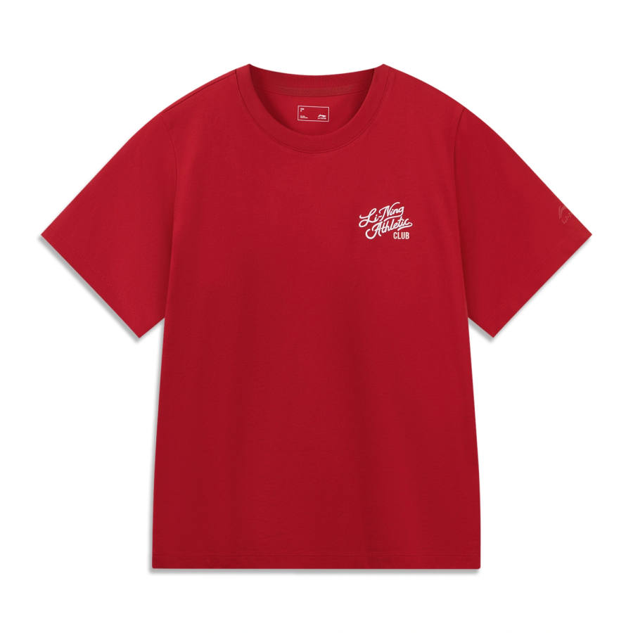 Li-Ning Li Ning Sports Life Collection T Shirts Women's Ruyi Red Crew Neck Moderate