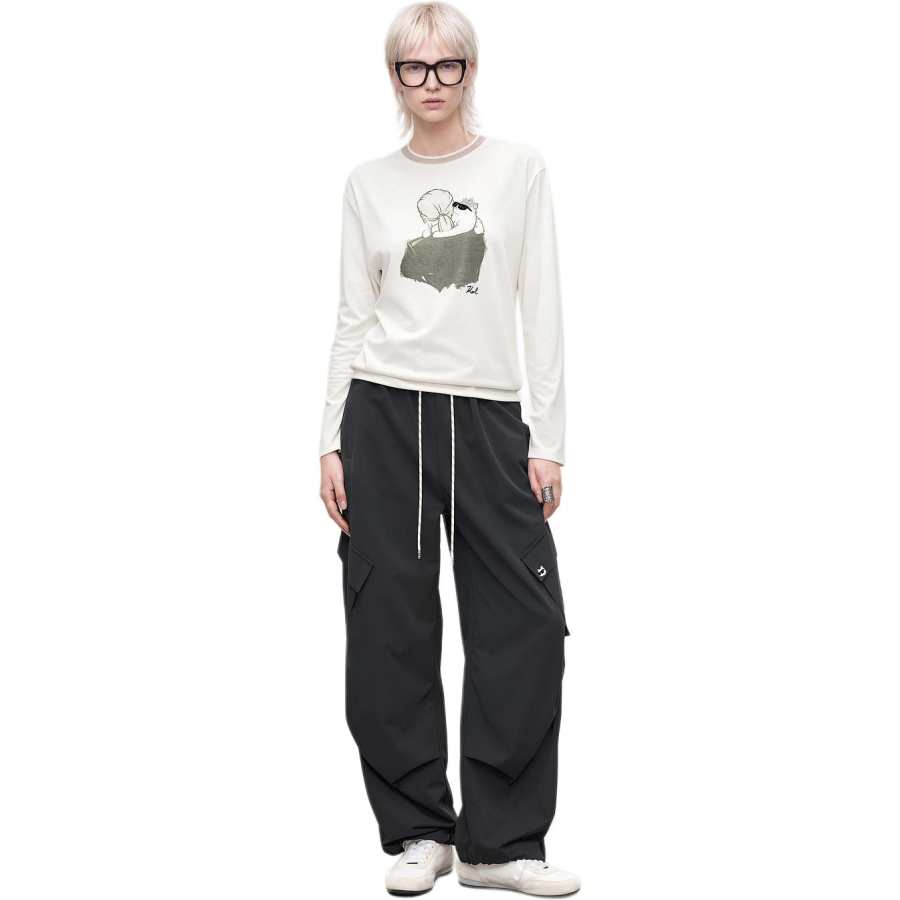 KARL LAGERFELD / Karl Lagerfeld Jeans Cargo Pants Women's Black Moderate Wide Leg Pants