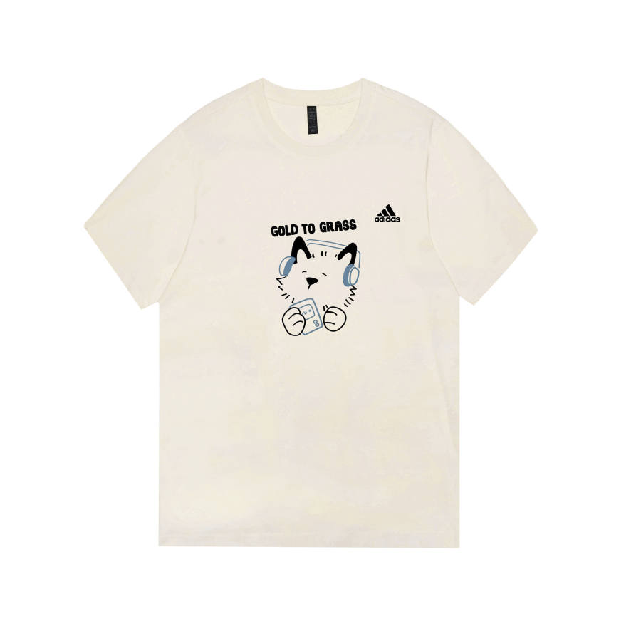 Adidas Adidas MUST HAVES T Shirts Unisex Ecru Crew Neck Moderate Straight Fit