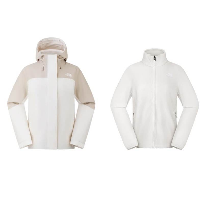 THE NORTH FACE Windbreaker Jackets Women's SP8/Dune White Hooded Non Detachable Moderate