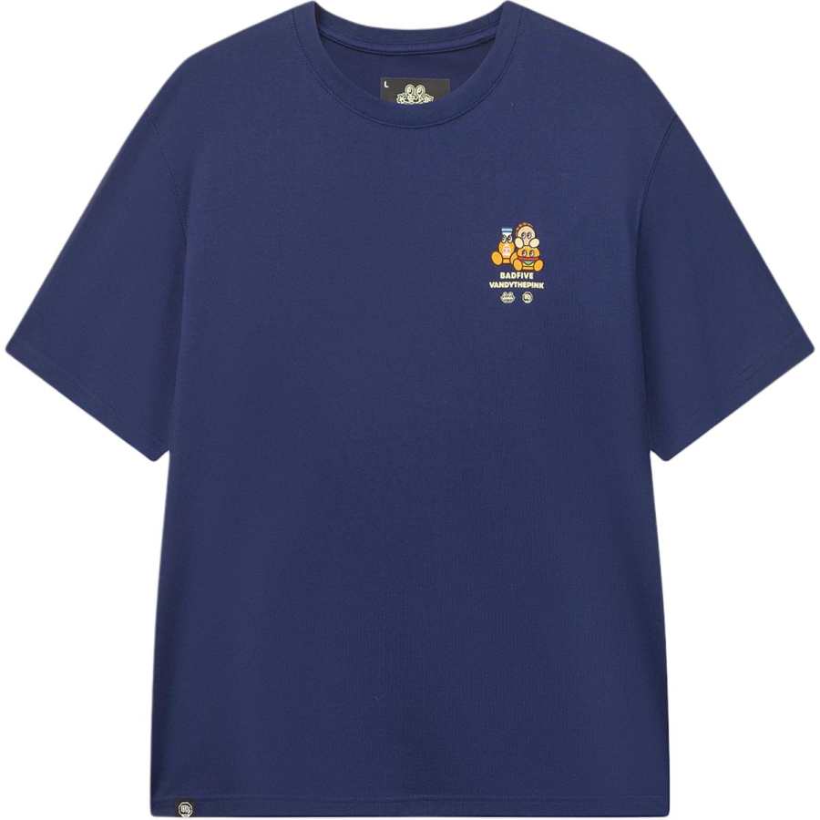 Li-Ning Li Ning BADFIVE T Shirts Men's Sea Cave Blue Crew Neck Moderate Straight Fit