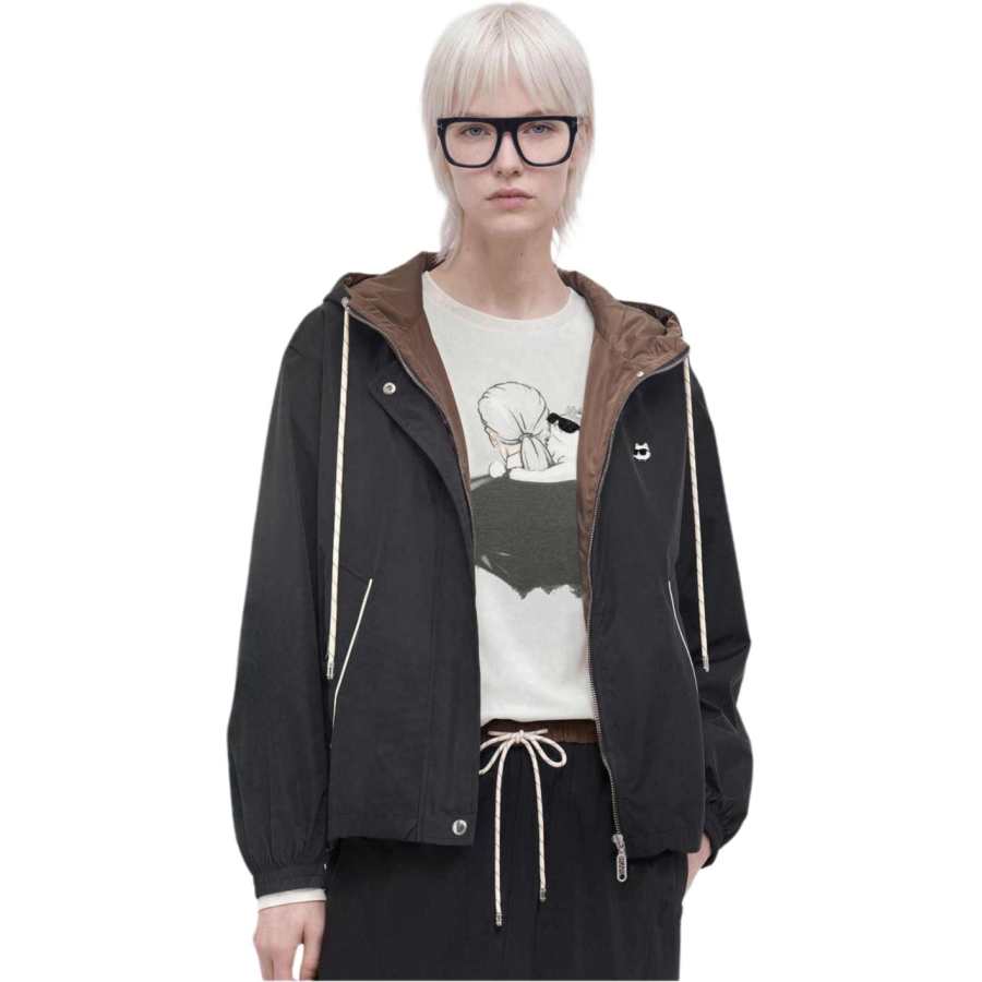 KARL LAGERFELD / Karl Lagerfeld Jeans Jackets Women's Black Hooded Non Detachable Moderate