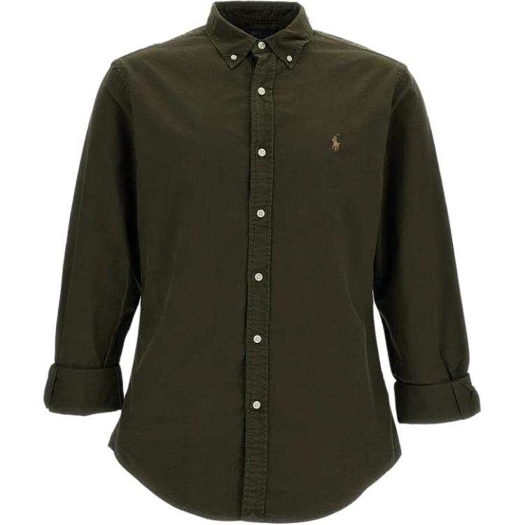 Polo Ralph Lauren Shirts Men's Green Lapel Moderate Straight Fit